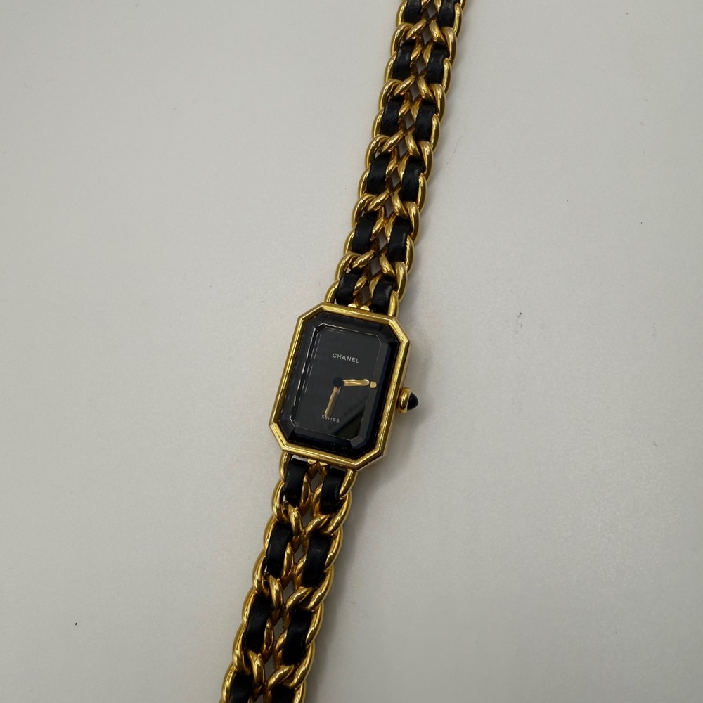 Chanel Black and Gold Chain Bracelet Watch